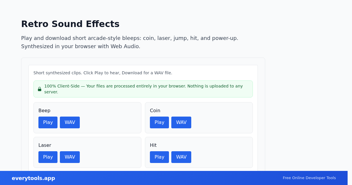 Retro Sound Effects – Free Online Tool Screenshot