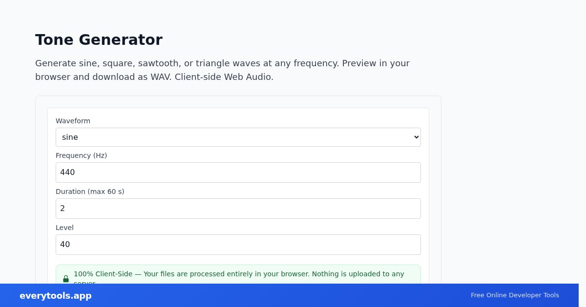 Tone Generator – Free Online Tool Screenshot