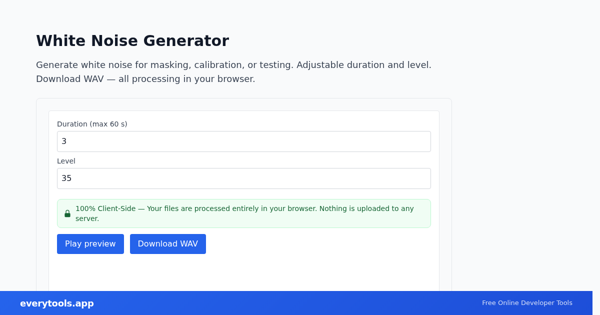 White Noise Generator – Free Online Tool Screenshot