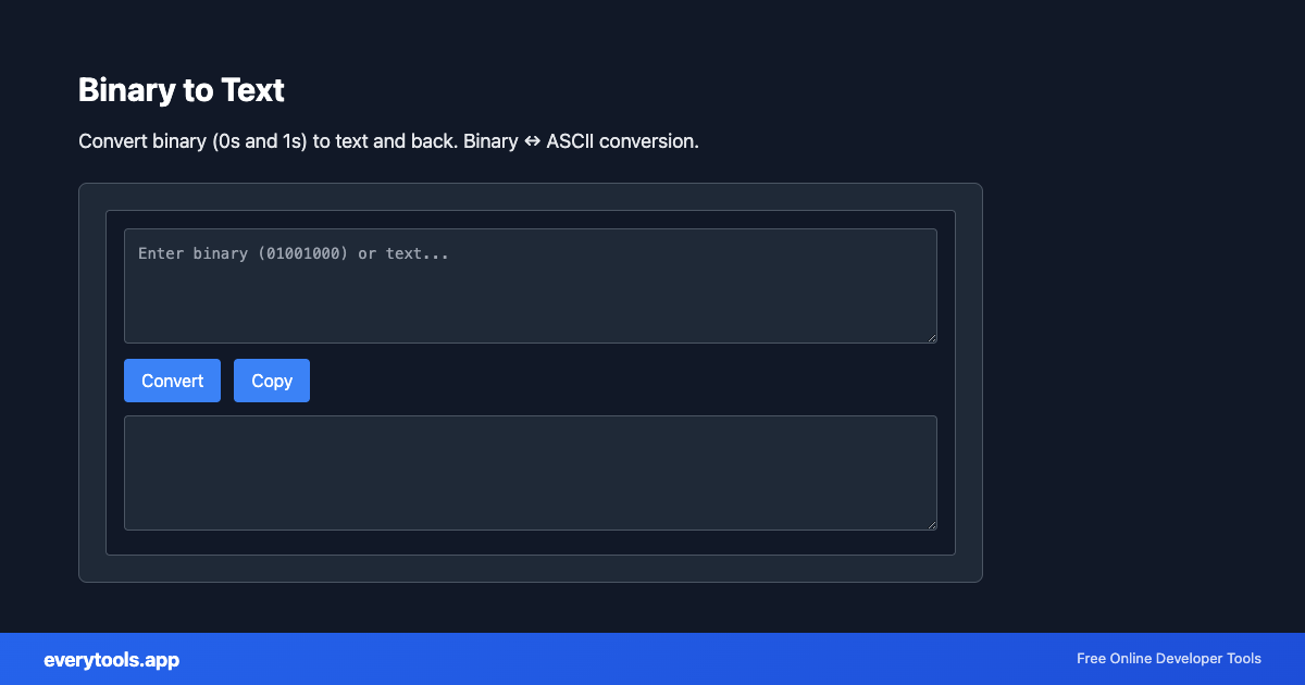 Binary to Text – Free Online Tool Screenshot