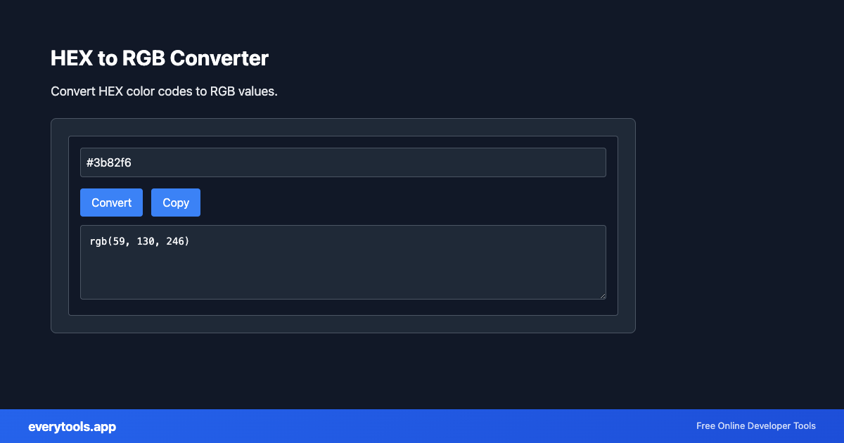 HEX to RGB Converter – Free Online Tool Screenshot