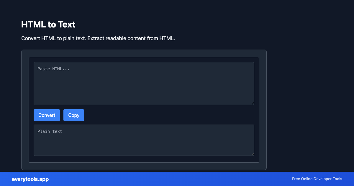 HTML to Text – Free Online Tool Screenshot