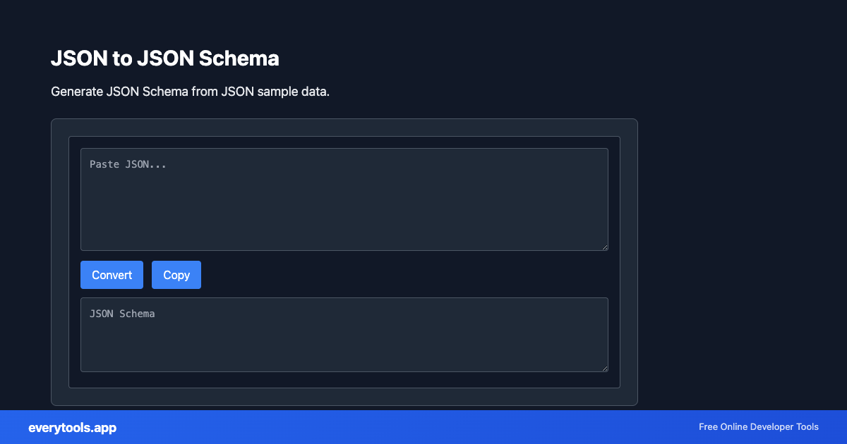 JSON to JSON Schema – Free Online Tool Screenshot