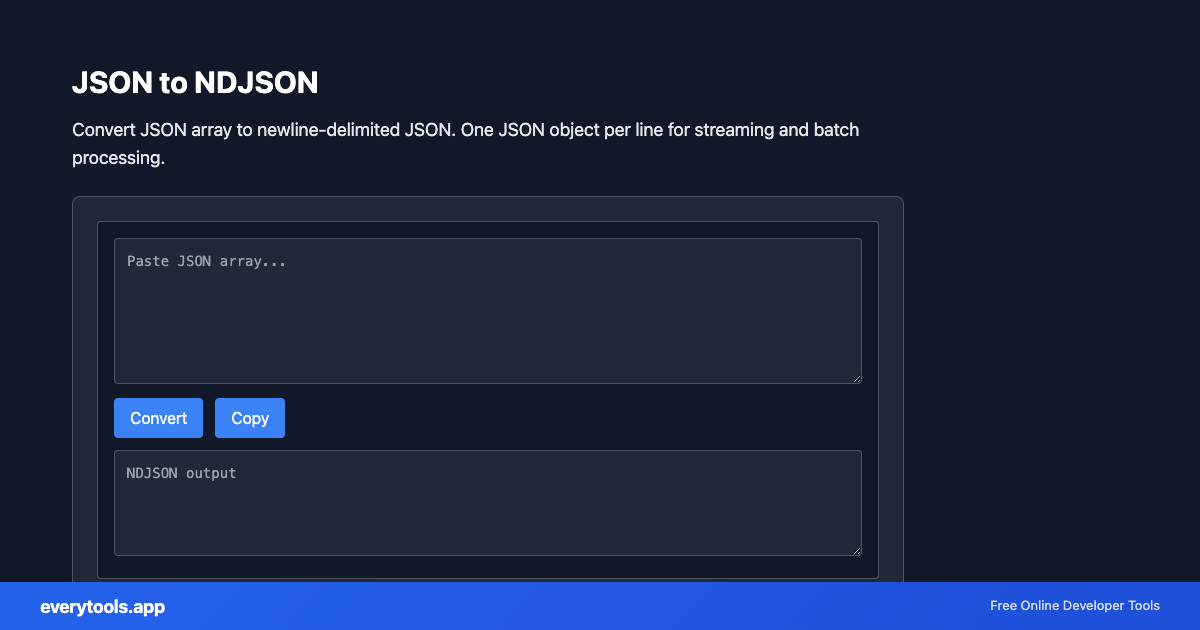 JSON to NDJSON – Free Online Tool Screenshot