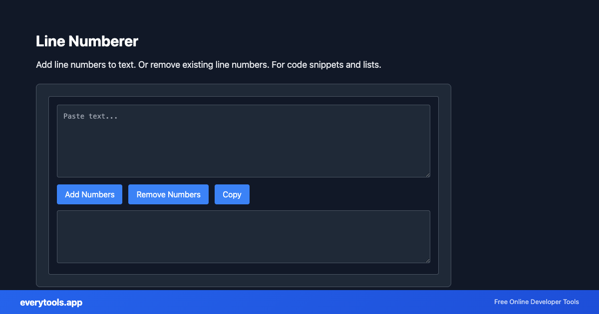 Line Numberer – Free Online Tool Screenshot