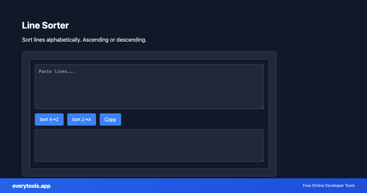 Line Sorter – Free Online Tool Screenshot