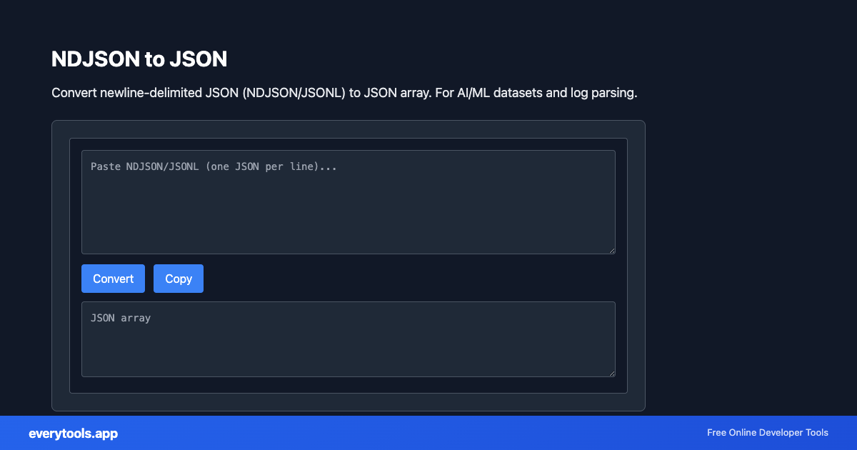 NDJSON to JSON – Free Online Tool Screenshot