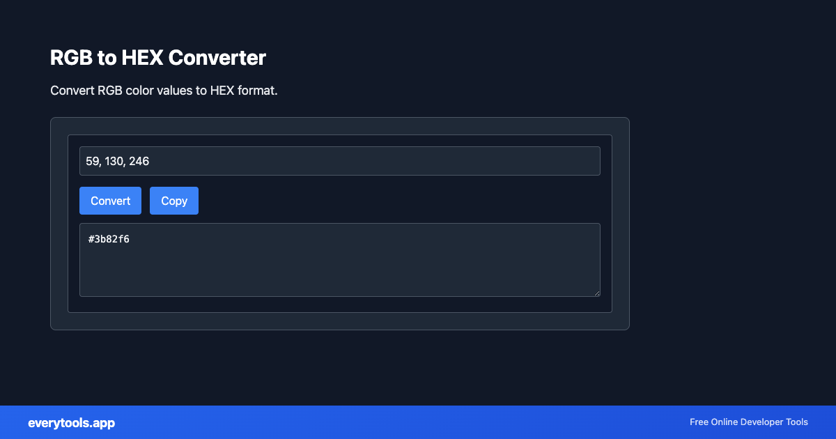 RGB to HEX Converter – Free Online Tool Screenshot