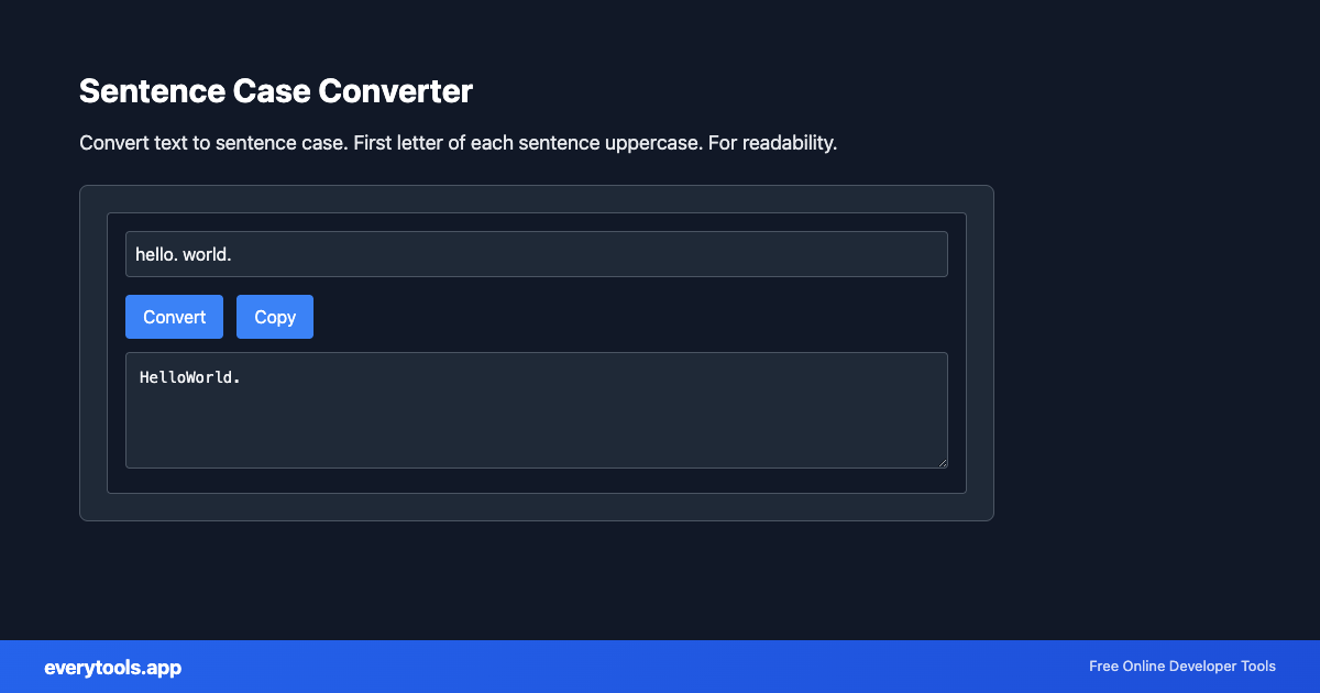 Sentence Case Converter – Free Online Tool Screenshot