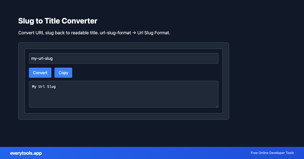 Slug to Title Converter – Free Online Tool Screenshot
