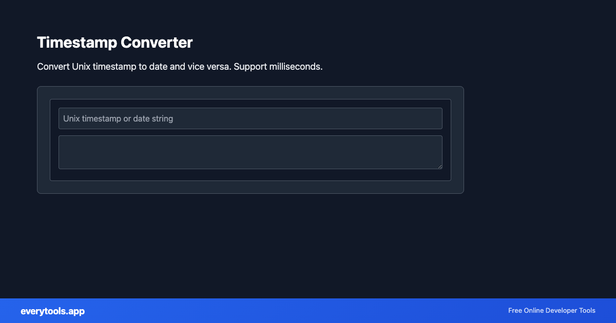 Timestamp Converter – Free Online Tool Screenshot