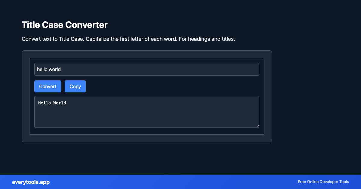 Title Case Converter – Free Online Tool Screenshot