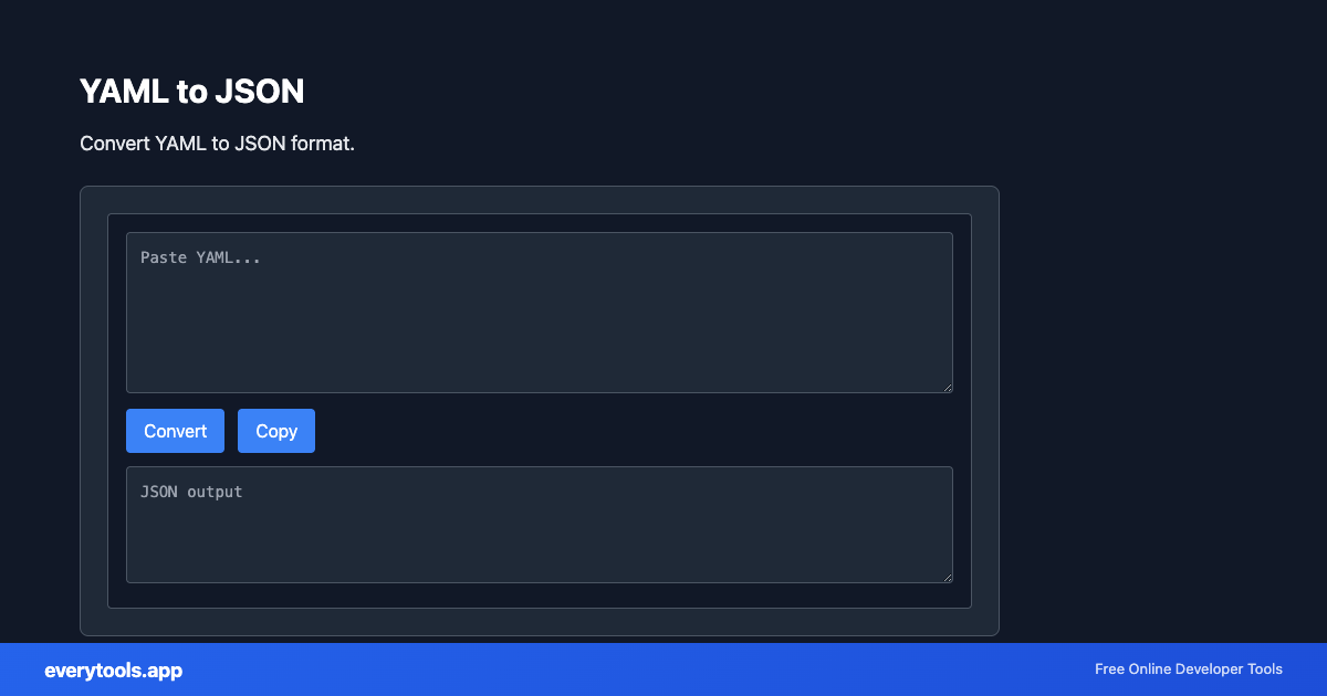 YAML to JSON – Free Online Tool Screenshot