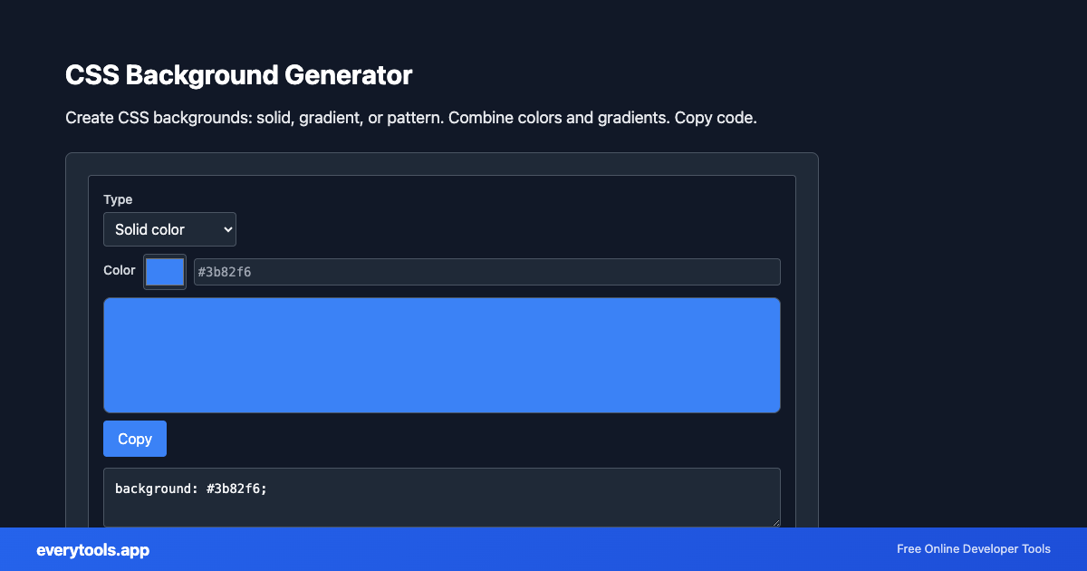 CSS Background Generator – Free Online Tool Screenshot