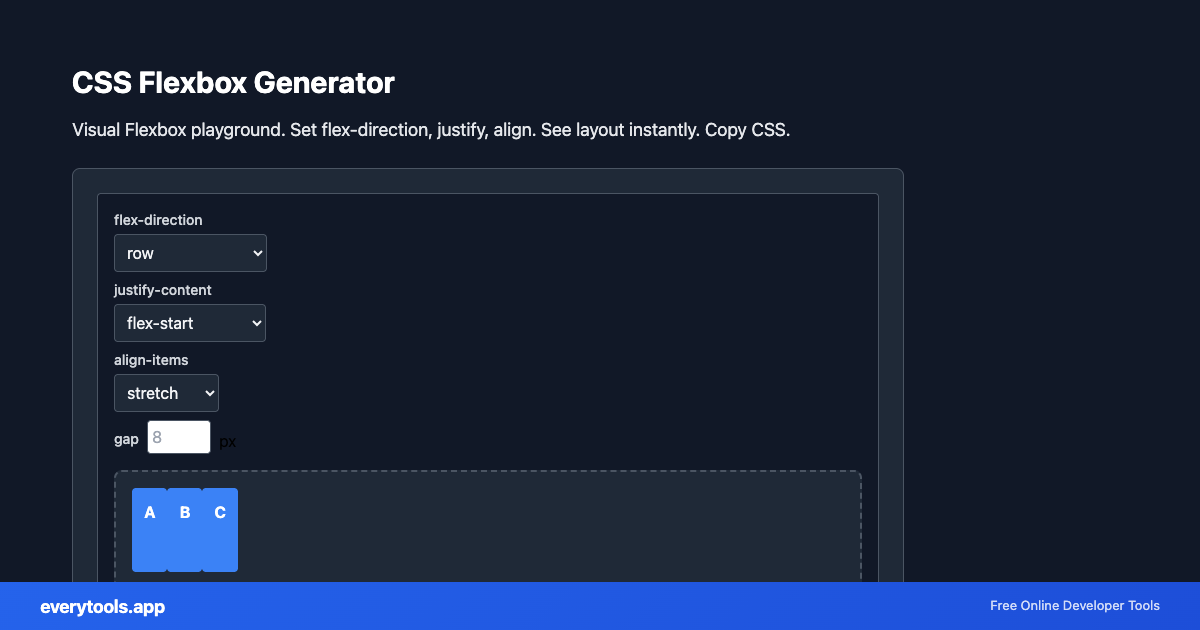 CSS Flexbox Generator – Free Online Tool Screenshot