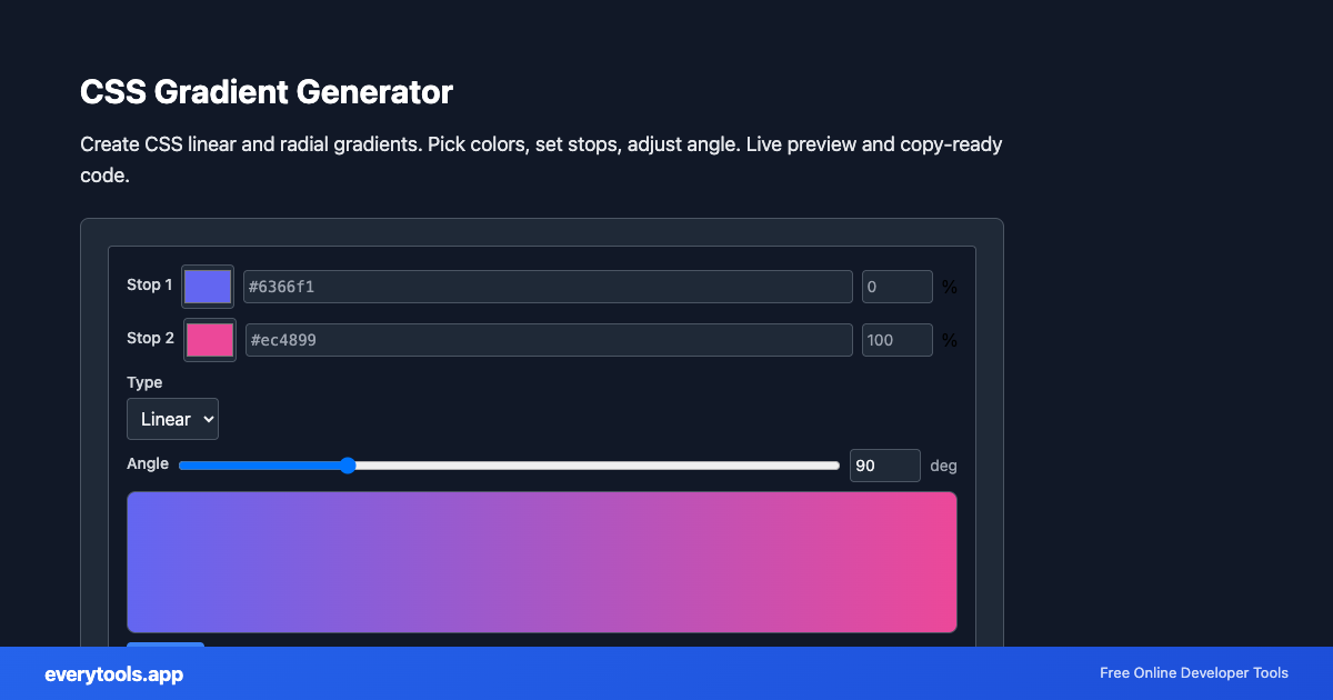 CSS Gradient Generator – Free Online Tool Screenshot