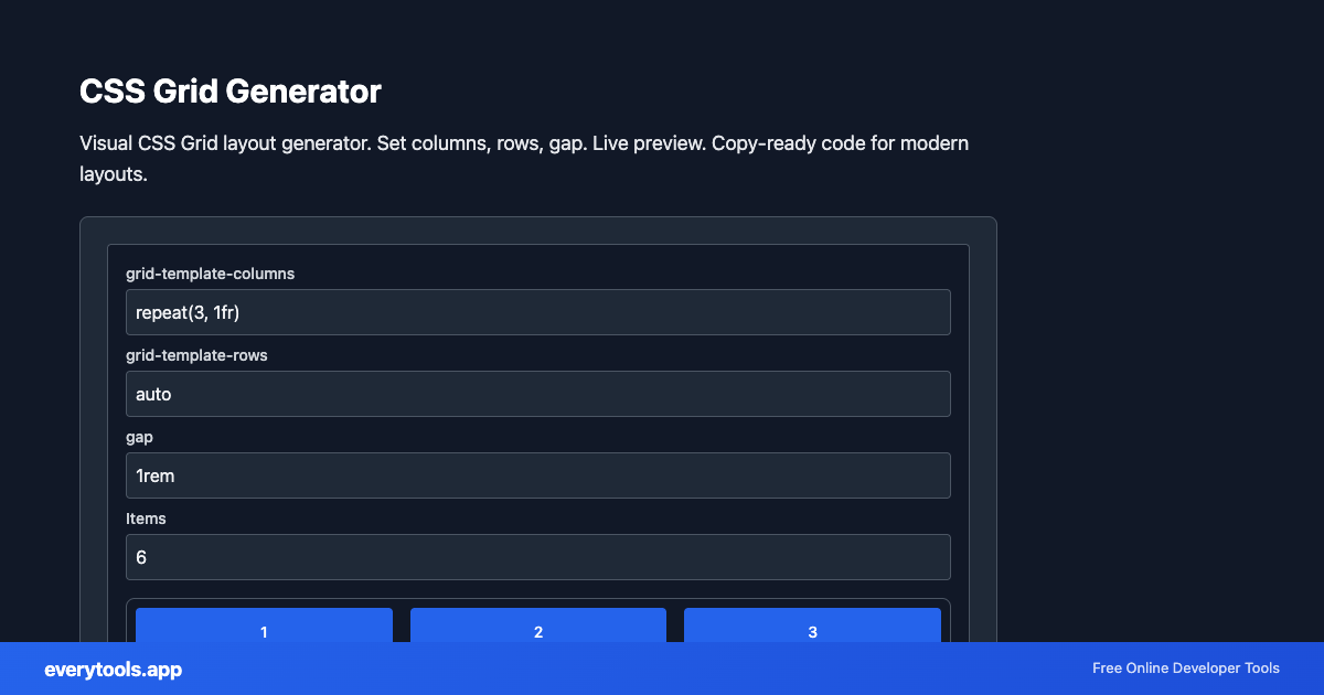 CSS Grid Generator – Free Online Tool Screenshot