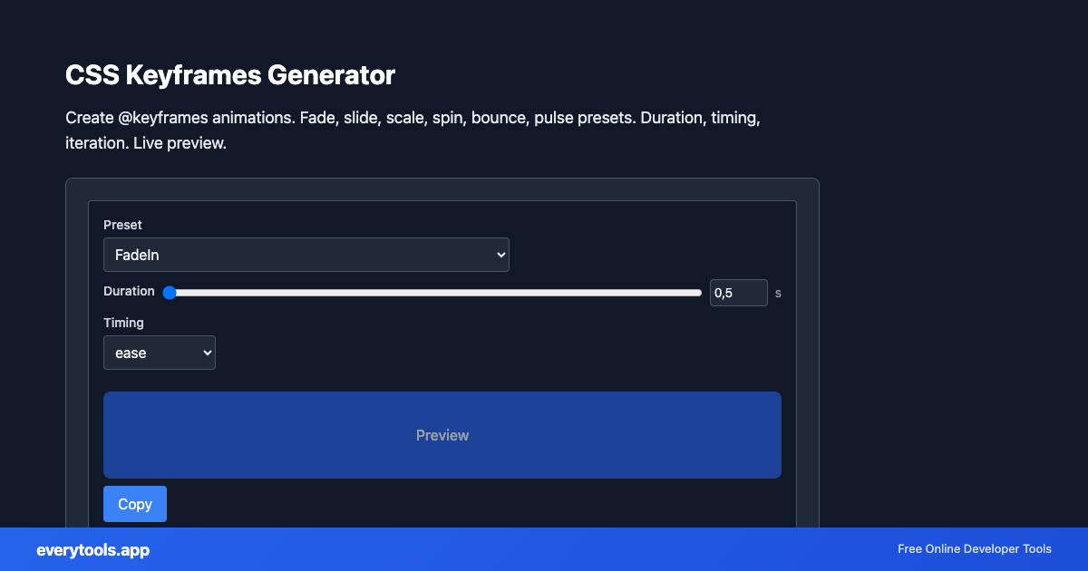 CSS Keyframes Generator – Free Online Tool Screenshot