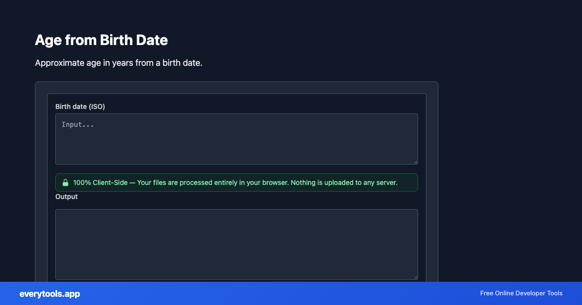 Age from Birth Date – Free Online Tool Screenshot