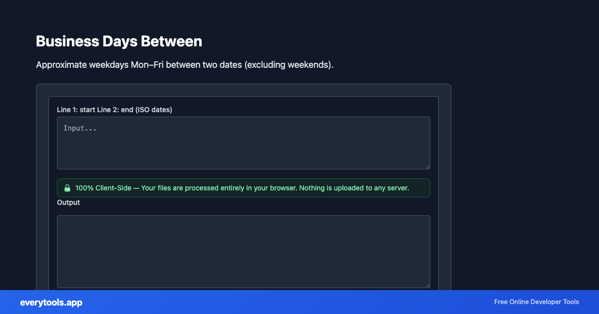 Business Days Between – Free Online Tool Screenshot