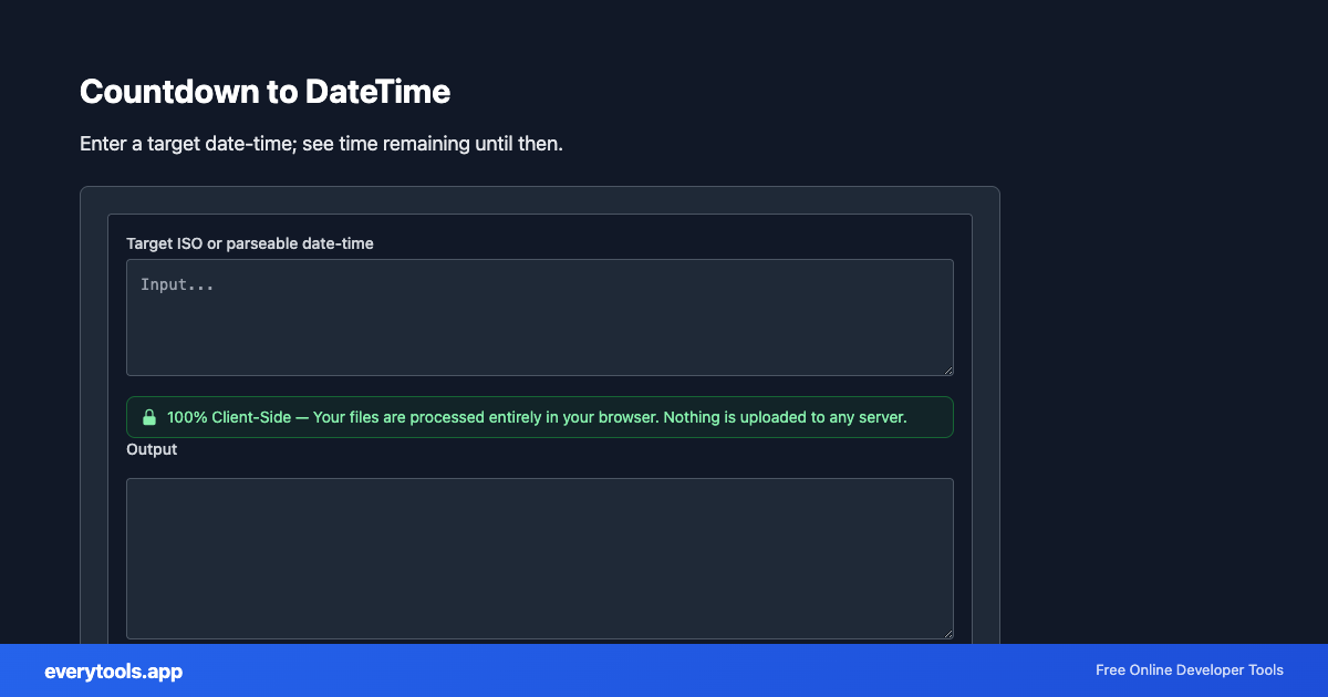 Countdown to DateTime – Free Online Tool Screenshot