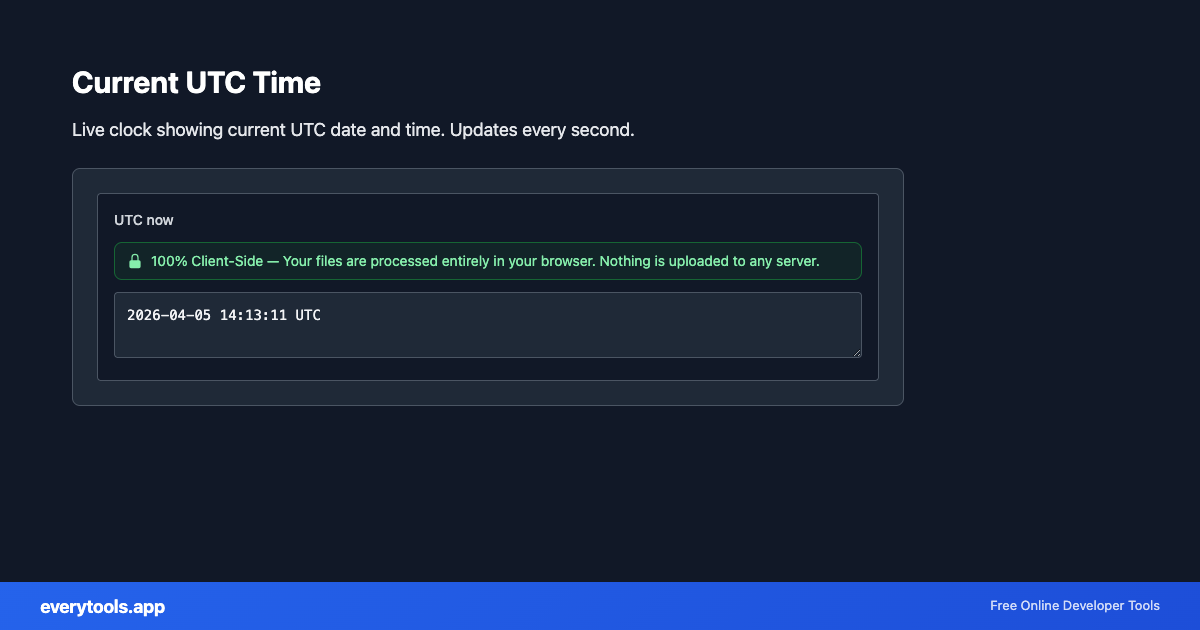 Current UTC Time – Free Online Tool Screenshot