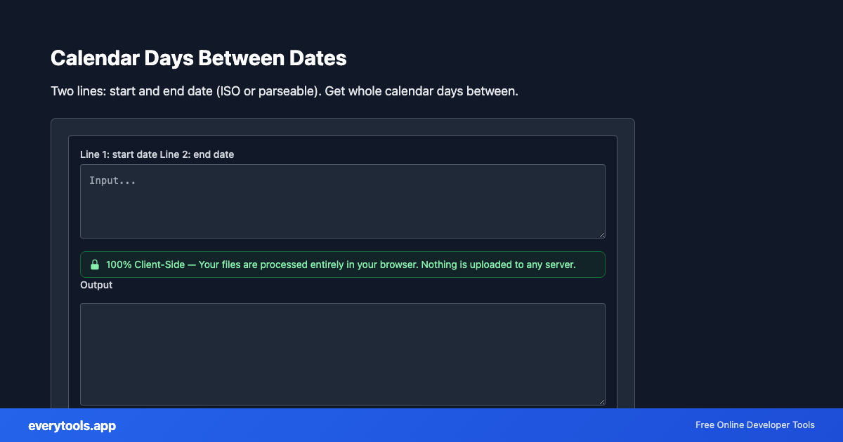 Calendar Days Between Dates – Free Online Tool Screenshot