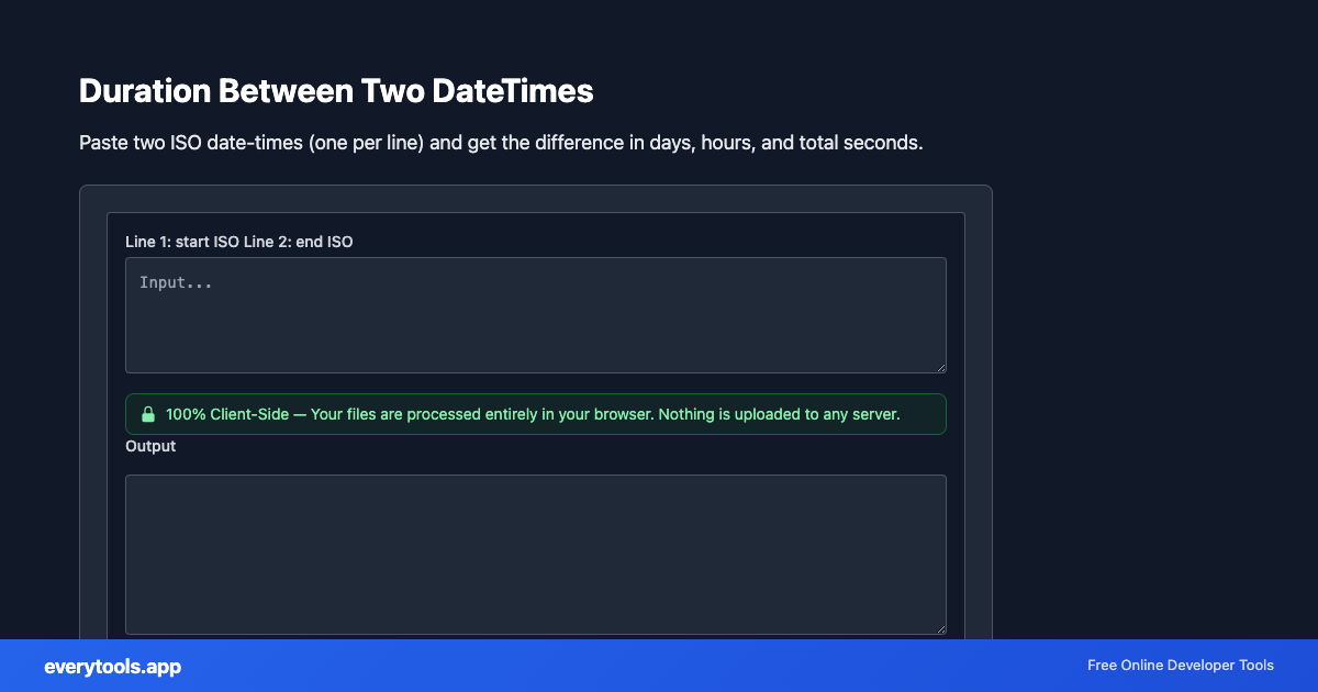 Duration Between Two DateTimes – Free Online Tool Screenshot