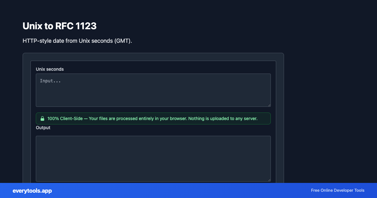 Unix to RFC 1123 – Free Online Tool Screenshot