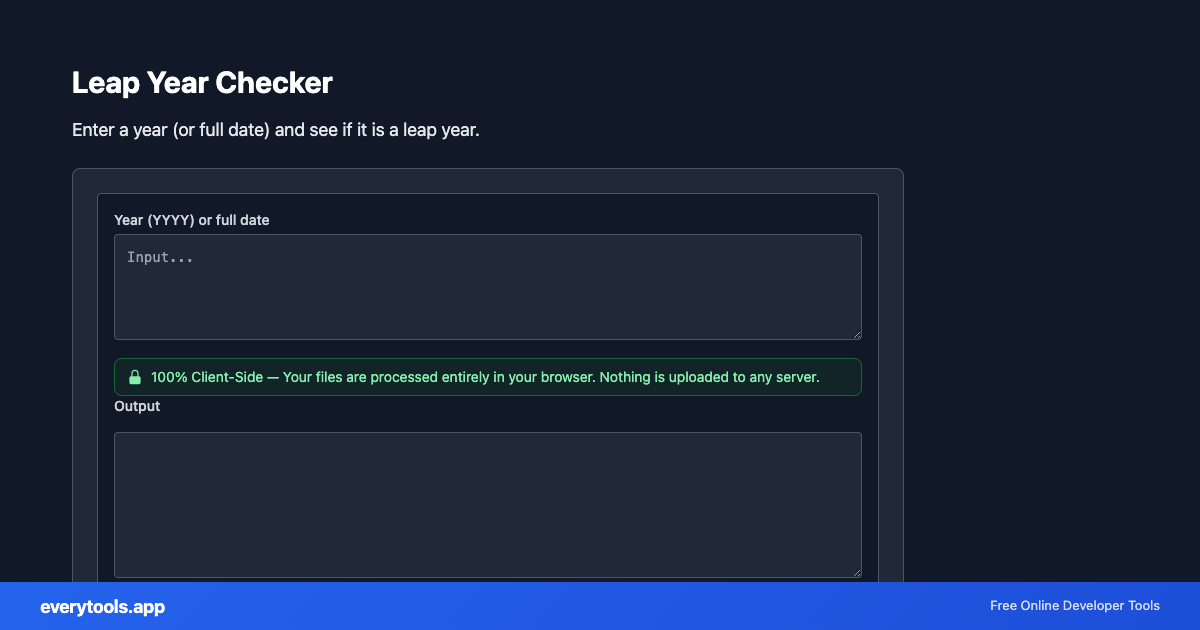 Leap Year Checker – Free Online Tool Screenshot