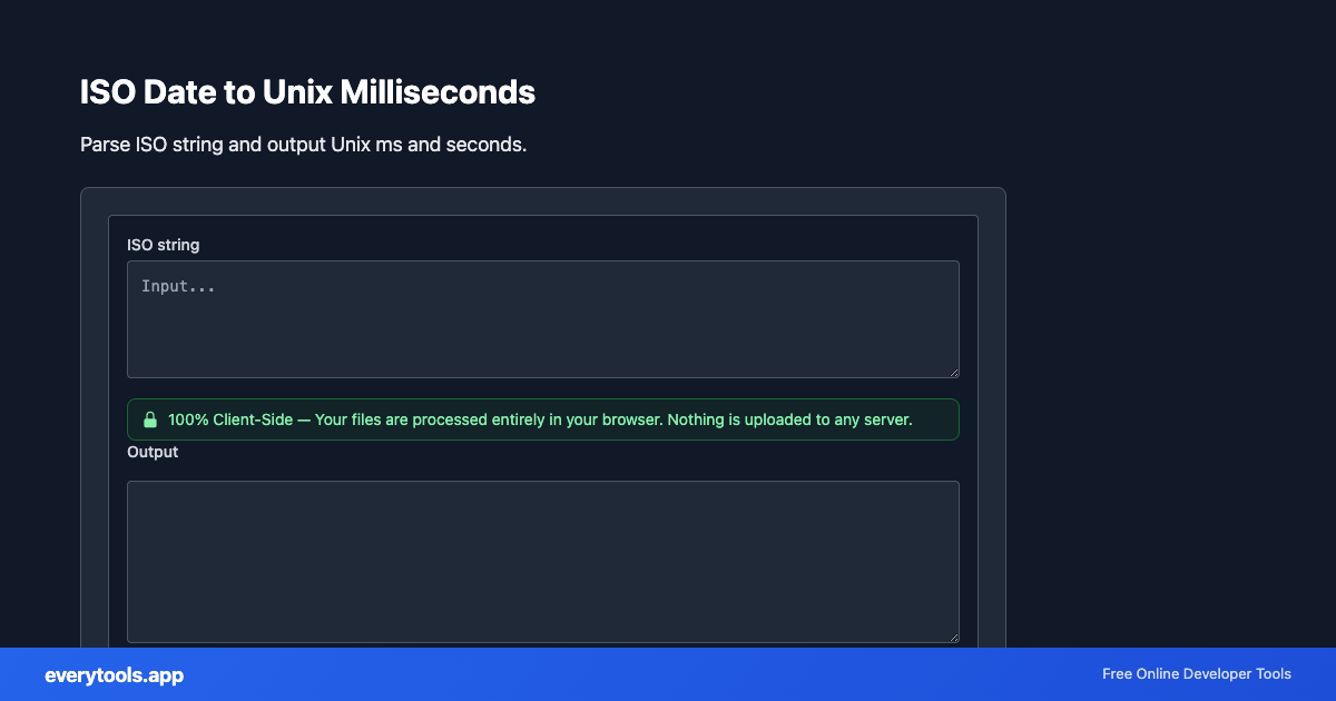 ISO Date to Unix Milliseconds – Free Online Tool Screenshot