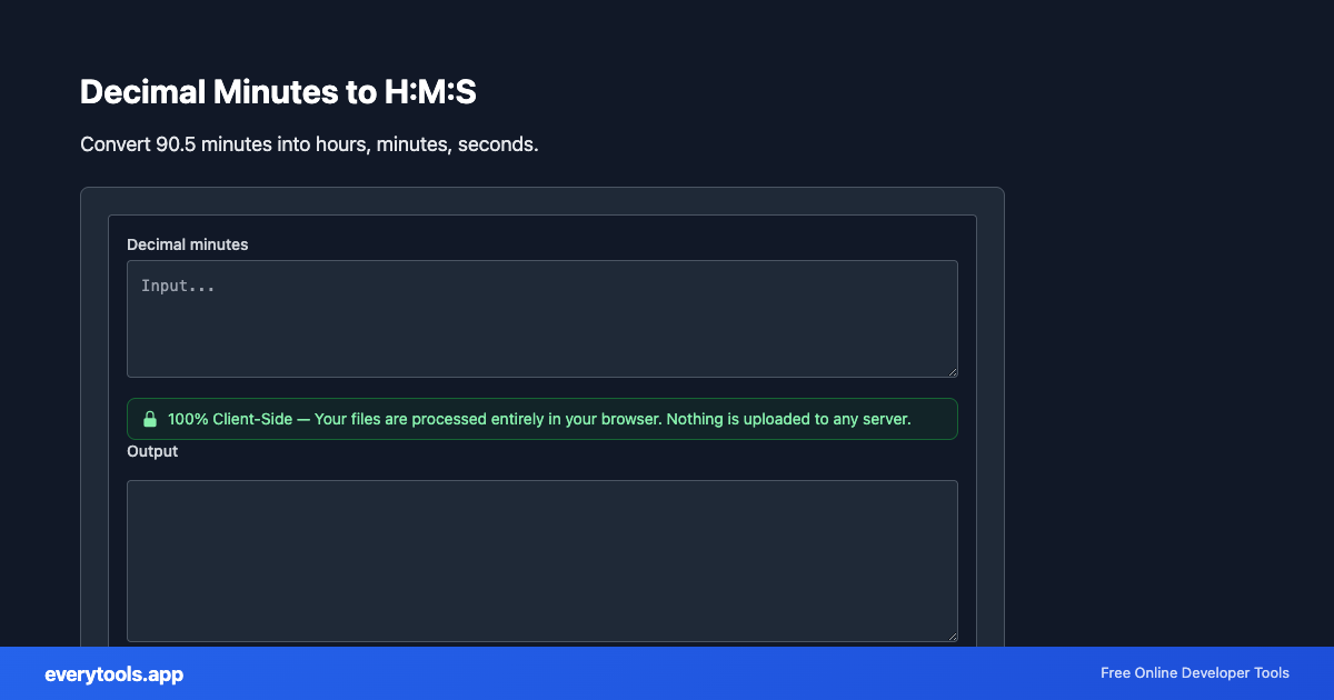 Decimal Minutes to H:M:S – Free Online Tool Screenshot
