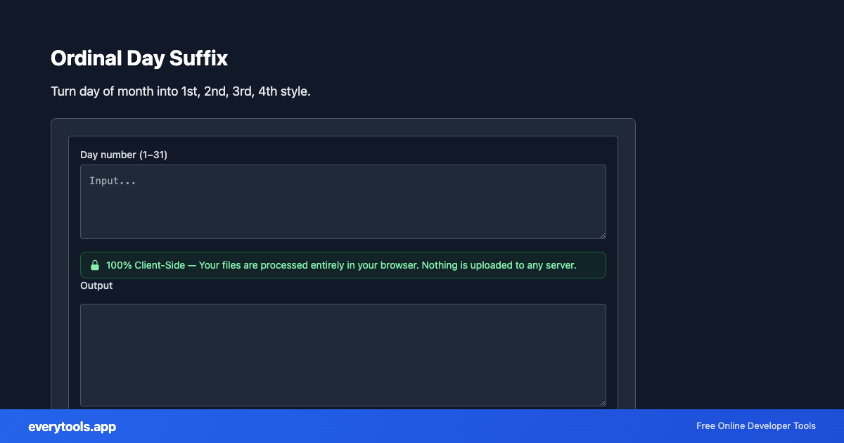 Ordinal Day Suffix – Free Online Tool Screenshot