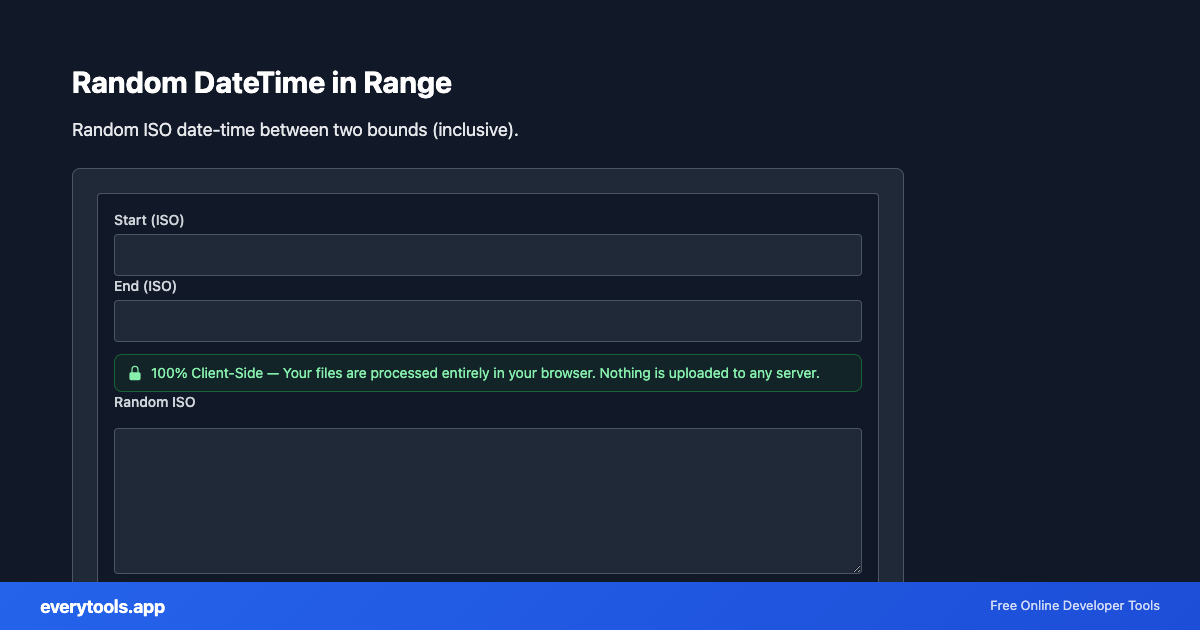 Random DateTime in Range – Free Online Tool Screenshot