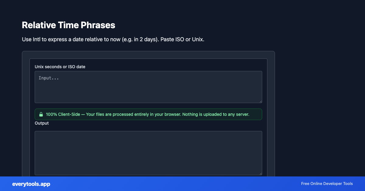 Relative Time Phrases – Free Online Tool Screenshot
