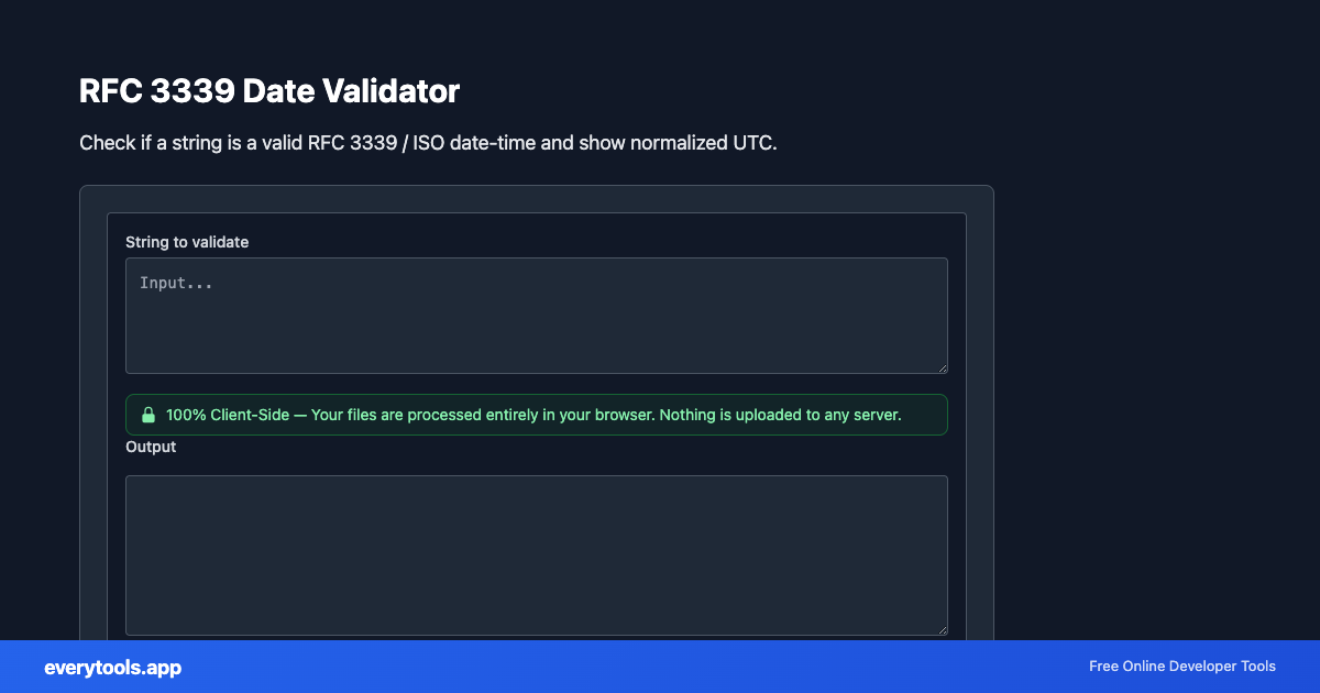RFC 3339 Date Validator – Free Online Tool Screenshot