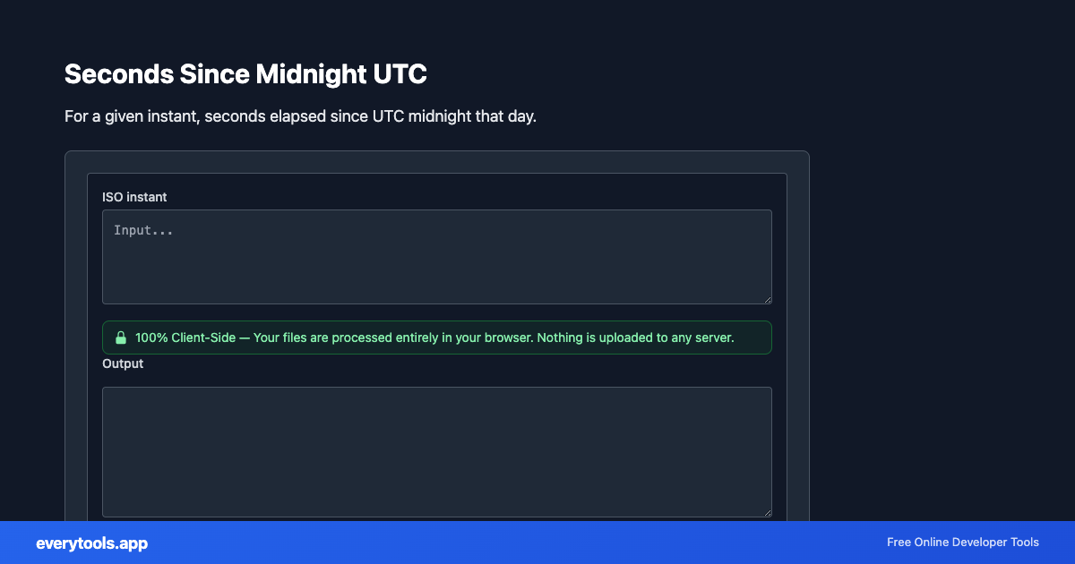 Seconds Since Midnight UTC – Free Online Tool Screenshot