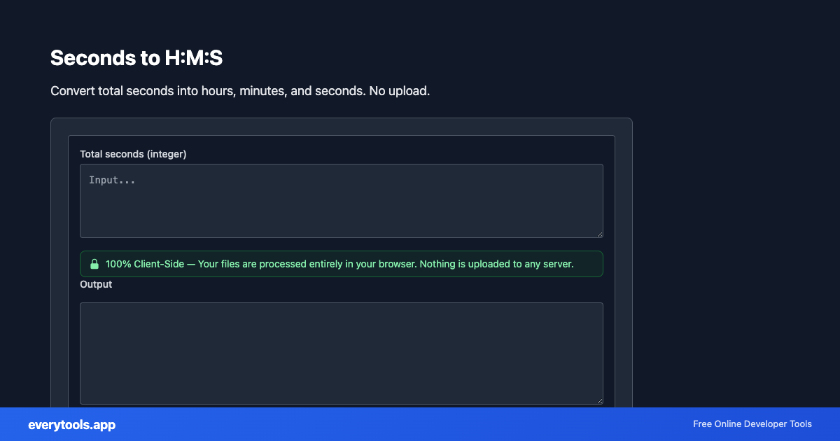 Seconds to H:M:S – Free Online Tool Screenshot