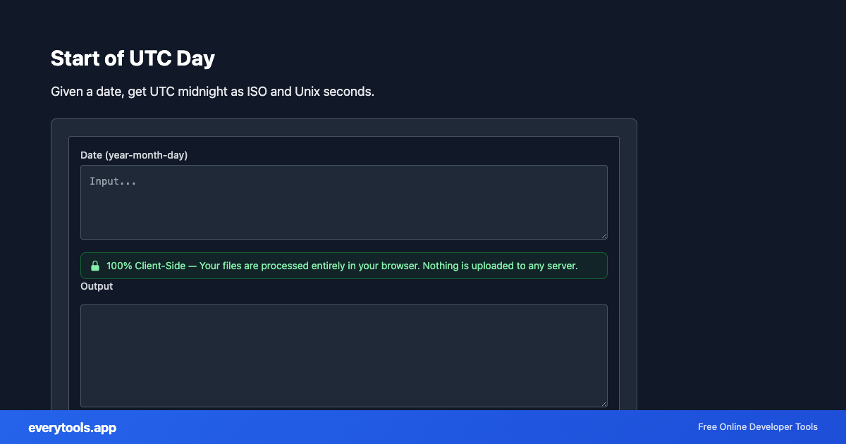 Start of UTC Day – Free Online Tool Screenshot