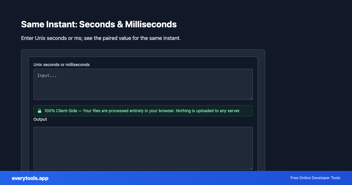 Same Instant: Seconds & Milliseconds – Free Online Tool Screenshot