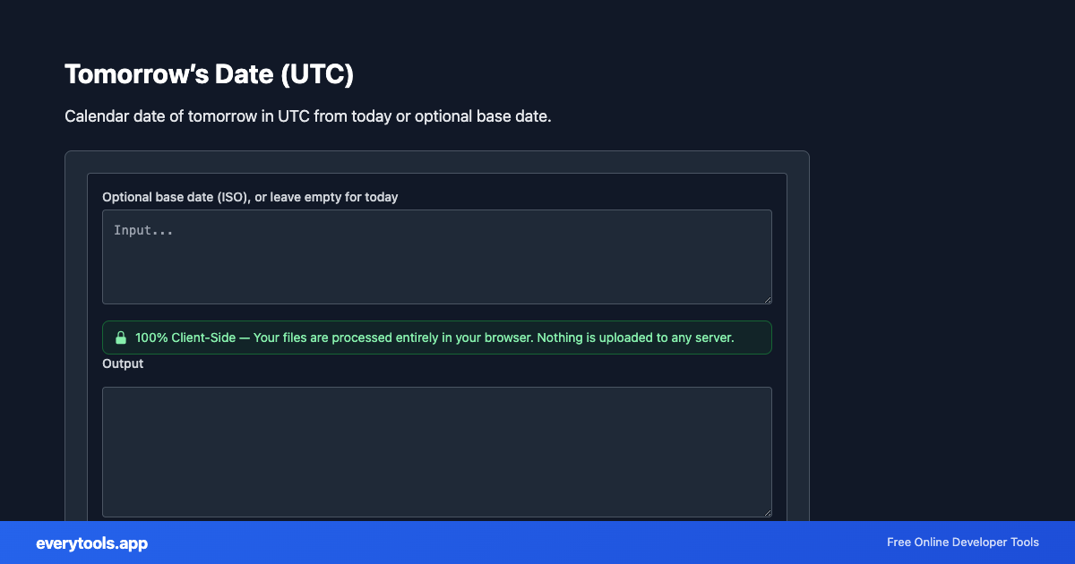 Tomorrow’s Date (UTC) – Free Online Tool Screenshot