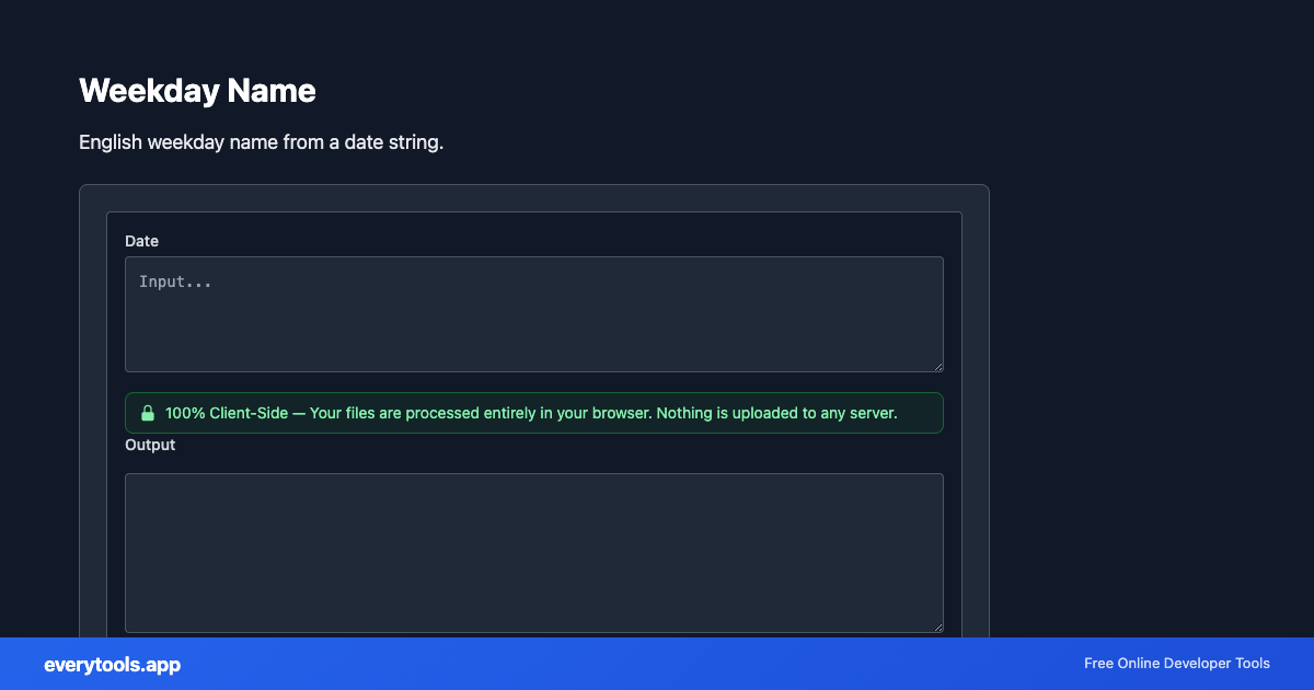 Weekday Name – Free Online Tool Screenshot
