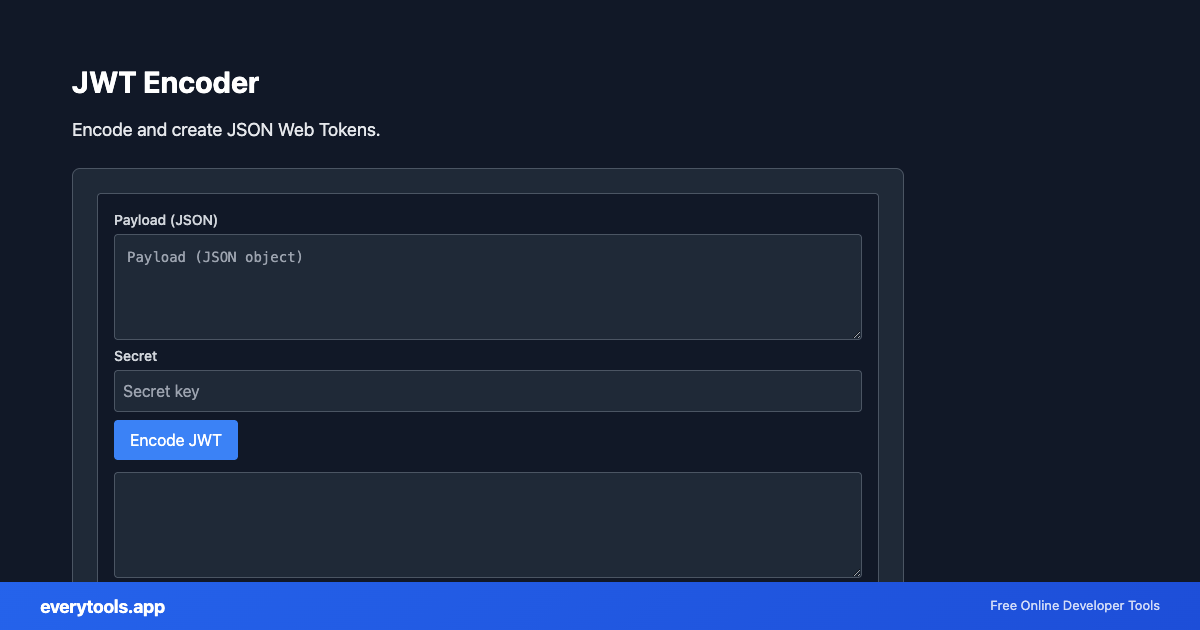 JWT Encoder – Free Online Tool Screenshot