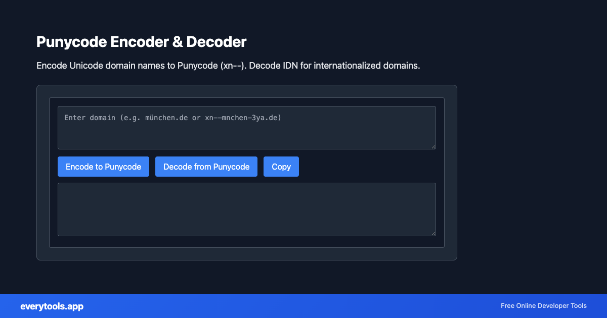 Punycode Encoder & Decoder – Free Online Tool Screenshot