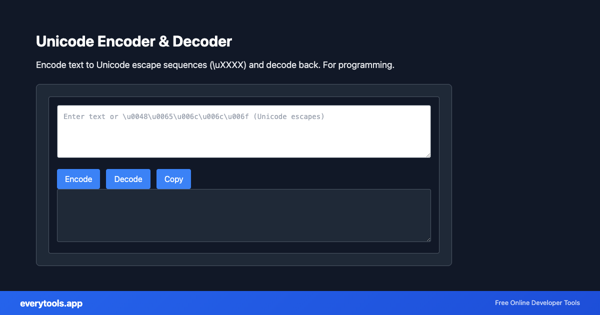 Unicode Encoder & Decoder – Free Online Tool Screenshot