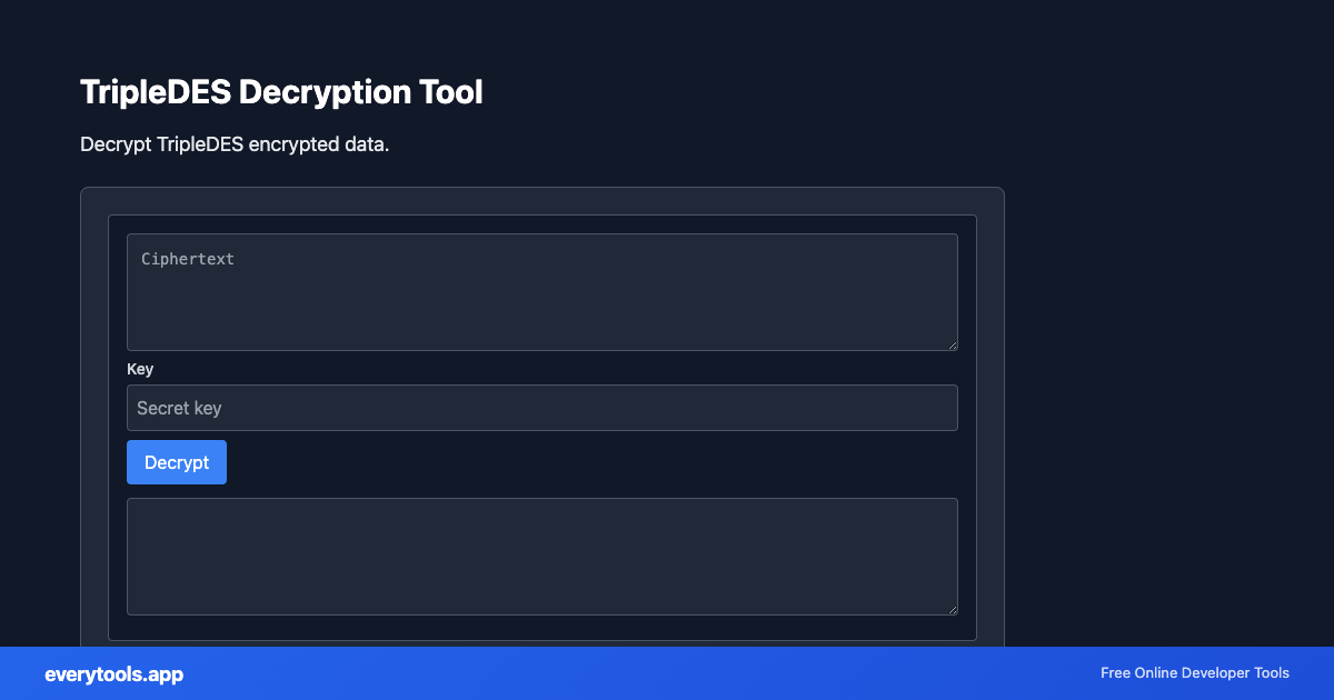 TripleDES Decryption Tool – Free Online Tool Screenshot