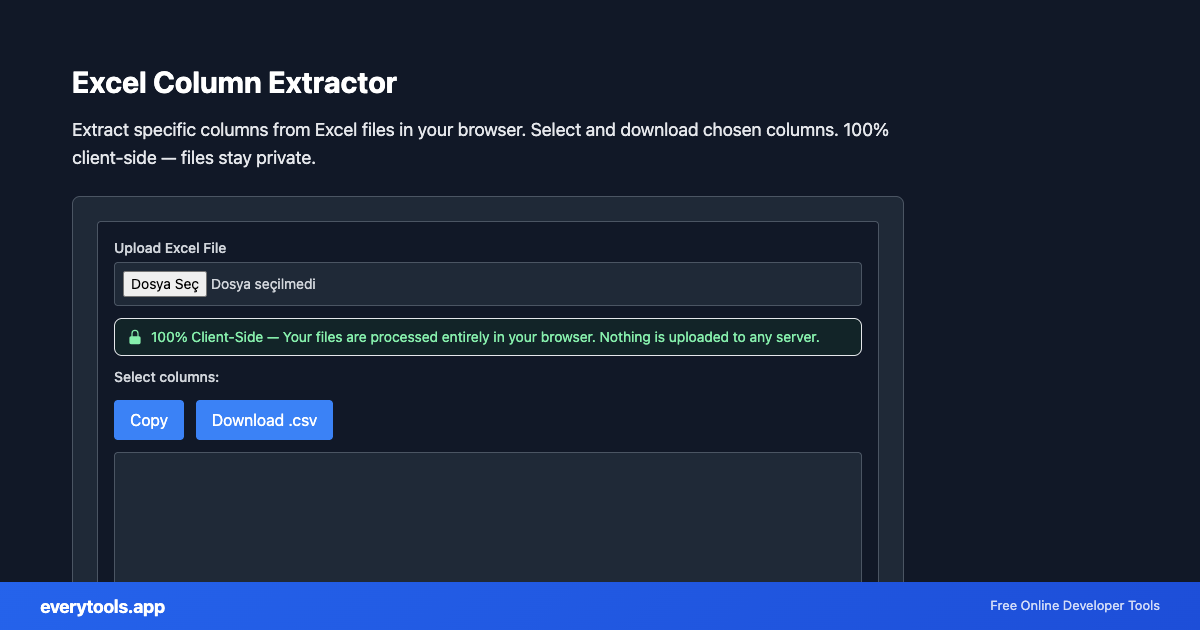 Excel Column Extractor – Free Online Tool Screenshot