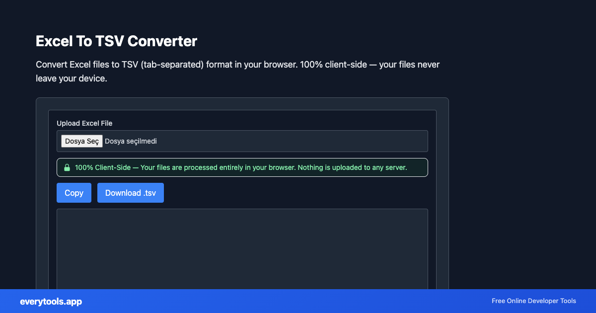 Excel To TSV Converter – Free Online Tool Screenshot