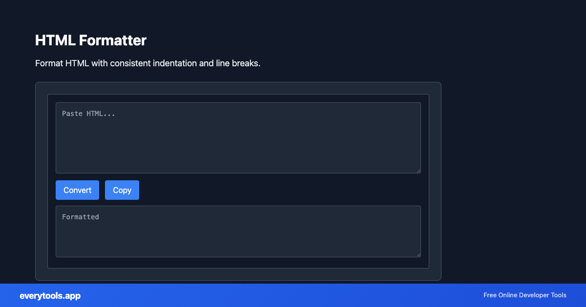 HTML Formatter – Free Online Tool Screenshot