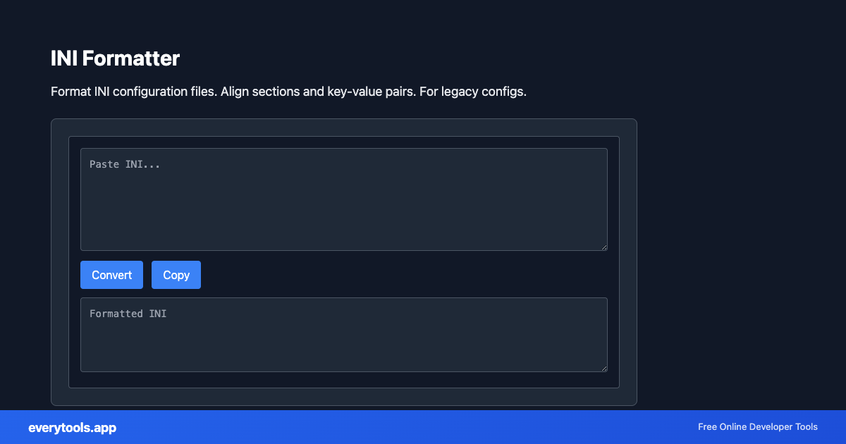 INI Formatter – Free Online Tool Screenshot